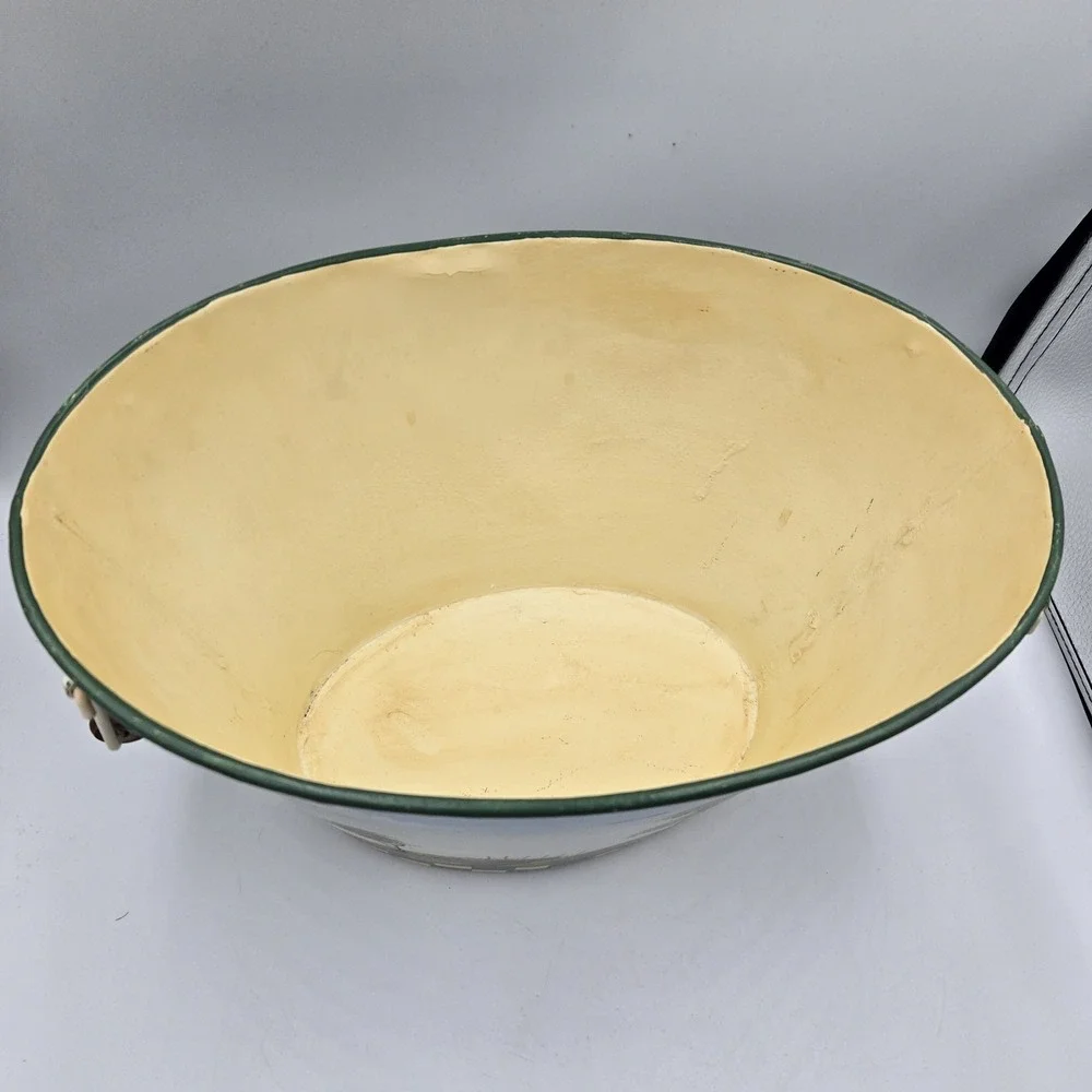 Handpainted Rooster Decorative Large Tin Pail Bucket 13x9